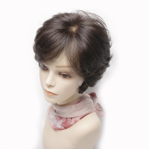 Peluca de Cabello Humano con Línea de Cabello Pre-Depilada, Estilo Bob, Ondulado Corto, Color Negro Natural y Marrón, con Pelo de Bebé, Ligera, Sin Pegamento - Product Image 1