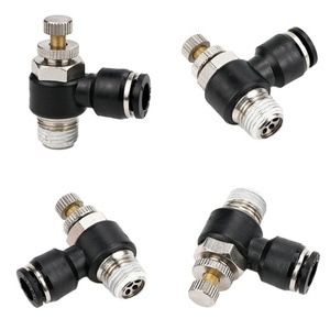 Válvulas de control de velocidad y flujo de aire con codo regulador rápido macho SL/SC BSP M5 1/8" 1/4" 3/8" 1/2" - Product Image 4