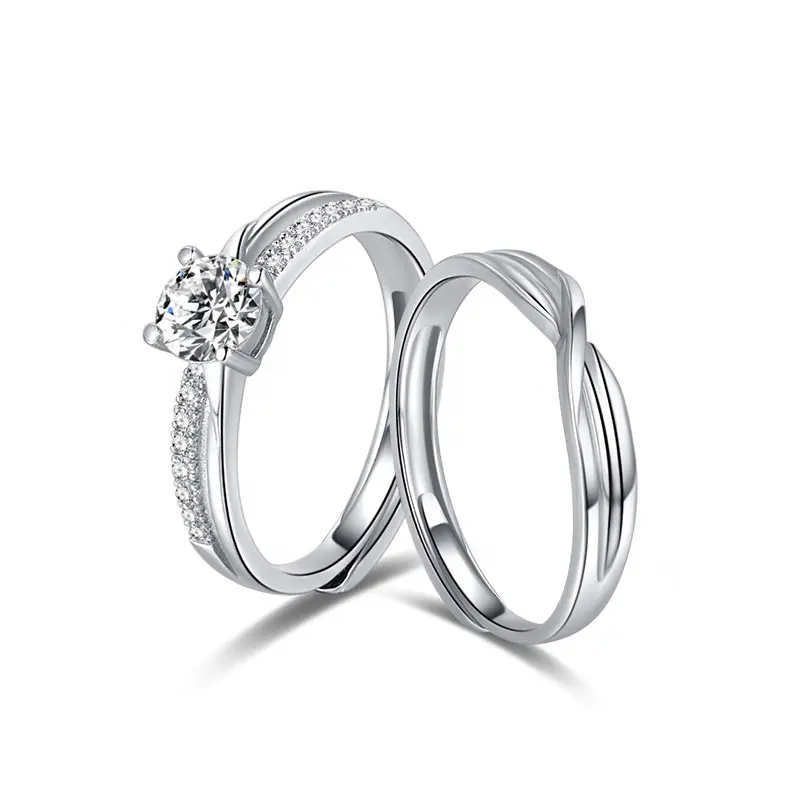 शादी के जोड़े प्रेमी 925 की अंगूठी सेट प्लेटिनम मढ़वाया S925 स्टर्लिंग चांदी मोबियस Mens महिलाओं के लिए जिक्रोन फिंगर रिंग्स