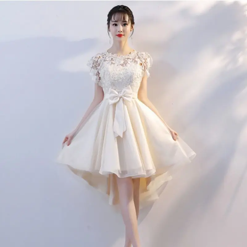 S-XL платье на день Рождения невесты простое и элегантное платье принцессы с кружевным вырезом и бантом ТРАПЕЦИЕВИДНОЕ ПЛАТЬЕ