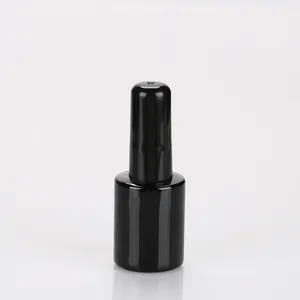 7ml black small glass nail gel bottle custom made nail art polish jar with brush