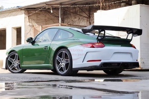 997 GT3 RS Kit carrosserie pour <span class=keywords><strong>Porsche</strong></span> <span class=keywords><strong>911</strong></span> 997 2009-2011 demi pare-chocs avant en Fiber de carbone pare-chocs arrière jupe latérale aileron arrière Kit carrosserie - Product Image 6