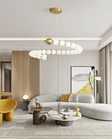 Lustre moderne en verre de style hôtelier avec télécommande LED pour plafond de salon