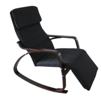 Fauteuil inclinable en bois courbé avec repose-pieds réglable, couleurs personnalisables, design moderne pour salon et hôtel
