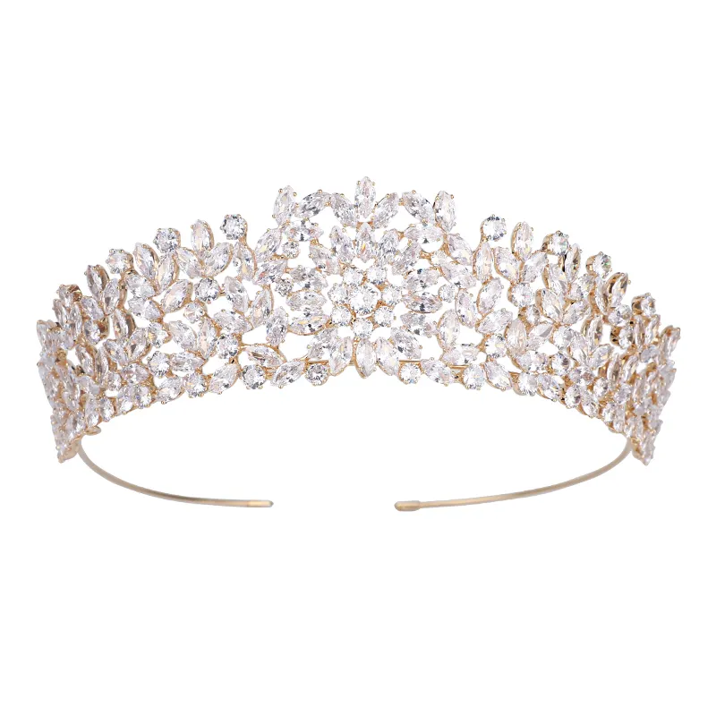 Cunyan platini ert/24 Karat vergoldete Brautkrone für Hochzeit Haarschmuck Braut Tiara Diadem Diademe und Kronen Prinzessin