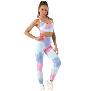 Leggings Deportivos Personalizados para Mujer, Cintura Alta Elástica, Secado Rápido, Largos hasta el Tobillo, Sin Costuras, para Gimnasio, Yoga, con Estampado Tie Dye Degradado - Product Image 1