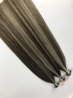 YOUMI Extensions de cheveux humains vierges russes Remy, cuticules alignées, pointes plates, kératine, 18 pouces, couleur méchée pour salon