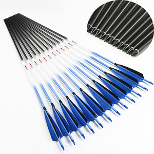Flèches en carbone pur Linkboy Archery ID6.2, tige <span class=keywords><strong>bleue</strong></span> fluorescente, plumes naturelles, insert de flèche avec pointes, prêtes pour le tir à l'arc - Product Image 4