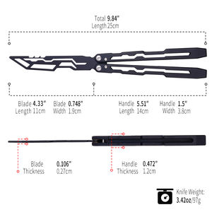 Couteau de poche multifonctionnel en aluminium EDC, couteau pliant d'entraînement pour débutants en plein air, couteau <span class=keywords><strong>Balisong</strong></span> portable pour entraînement - Product Image 3