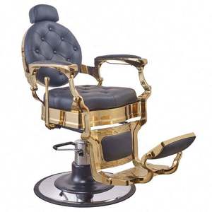 Hoge Kwaliteit Vintage Classic Black Kappersstoel Goedkope Heren Kapsalon Stoelen Metalen Kappersstoel