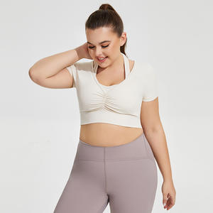 Soutien-gorge de sport respirant à séchage rapide, taille européenne plus grande, 4XL, soutien moyen, manches courtes, simple, en élasthanne/nylon - Product Image 4
