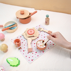 Ensembles de <span class=keywords><strong>cuisine</strong></span> colorés pour tout-petits, jouets <span class=keywords><strong>en</strong></span> bois d'imitation, ensemble de <span class=keywords><strong>cuisine</strong></span> réaliste, casseroles et poêles - Product Image 5