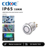 19mm 1NO/1NF bouton long soudure 5A anneau illuminé acier inoxydable métal Bouton à retour par ressort