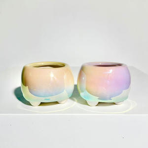 Pot de fleurs pour plantes succulentes avec poignée torsadée, couleur fantaisie, électroplaqué, nacré éblouissant, respirant et résistant à la corrosion - Product Image 5