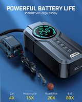 Compresseur d'air numérique portable 12V DC 150PSI avec pompe rapide, lumières LED et moniteur de pression des pneus 6000mAh ABS
