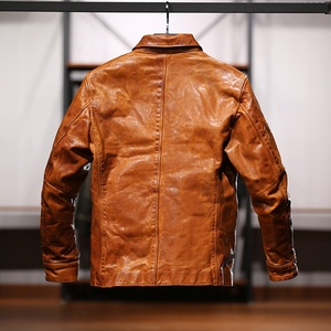 جاكيت جلد حصان مخصص شمعي زيتي خضري مبطن للجنسين جاكيت جلد براكمان بألوان تراثية - Product Image 4