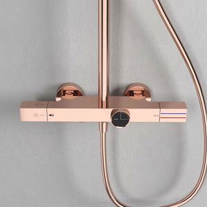 Juego de ducha termostática moderna, venta al por mayor de fábrica, sistema de lluvia de oro rosa, chorro de masaje, grifo de baño cromado hecho en latón - Product Image 4