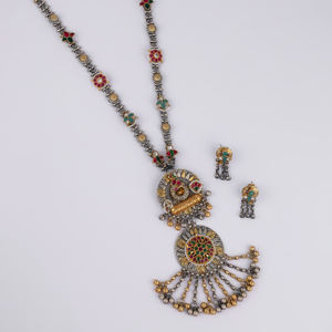 Handmade Indian Oxidized Meenakari Necklace Set Bold Boho Classic Festival Jewelry with Bold Style - Product Image 3