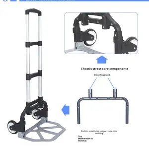 Nouveau chariot à main en acier inoxydable industriel, pliable, plateforme rétractable, OEM personnalisable, chariot à bagages, petit chariot à pousser - Product Image 3