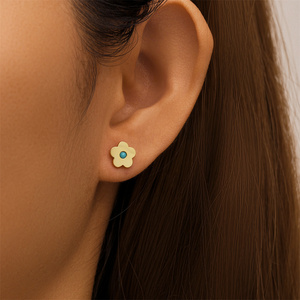ROXI - Aretes de Plata de Ley 925 con Flor Turquesa y Diamantes Incrustados para Mujer - Product Image 5