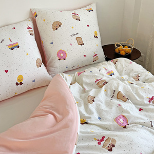 Đẹp Mô Hình Trái Tim Hai Lớp Rửa Sạch Sợi Nhỏ Faux Linen 100% Polyester In Duvet Cover Set Bộ Đồ Giường/Tấm Ga Trải Giường Bộ - Product Image 6