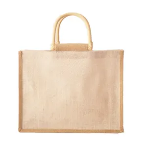 Eco-friendly Shopping Tote Handle Plain Jute Bag Eco Friendly Print Wooden Canvas Reusable Burlap Organic Bamboo Natural Cotton