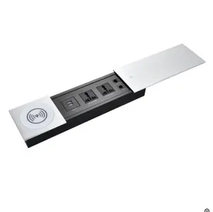 New Type Office Desk Mounted Flip Cover Sliding Power And Data Socket With Dual USB Charger /office Furniture Tabletop Socket