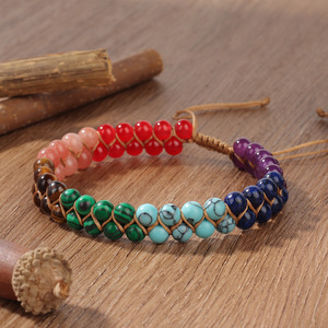 Women Double Layer Braided Anklet Natural Stone Beads Handmade <b>Adjustable</b> Foot Chain Summer Beach Ankle <b>Bracelet</b> - Product Image 5