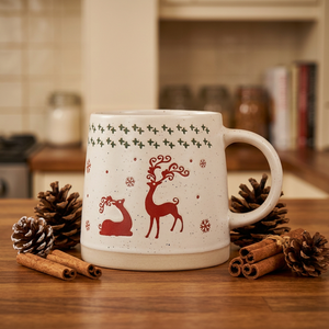 Série de Noël : Tasses en céramique de porcelaine avec impression de dessins animés, ensemble de tasses à café mignonnes avec motif d'arbre de Noël, compatibles lave-vaisselle et micro-ondes, sans danger pour les aliments - Product Image 5