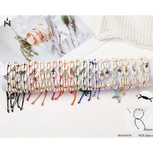 Bracelets à breloques Z Acero Shell, 24 pièces, multicolores, style bohème, bijoux unisexes, accessoire cadeau - Product Image 3