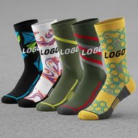 Chaussettes de compression sportives pour cyclisme professionnel personnalisées - Blanc, logo personnalisé, imperméables, respirantes, polyester écologique