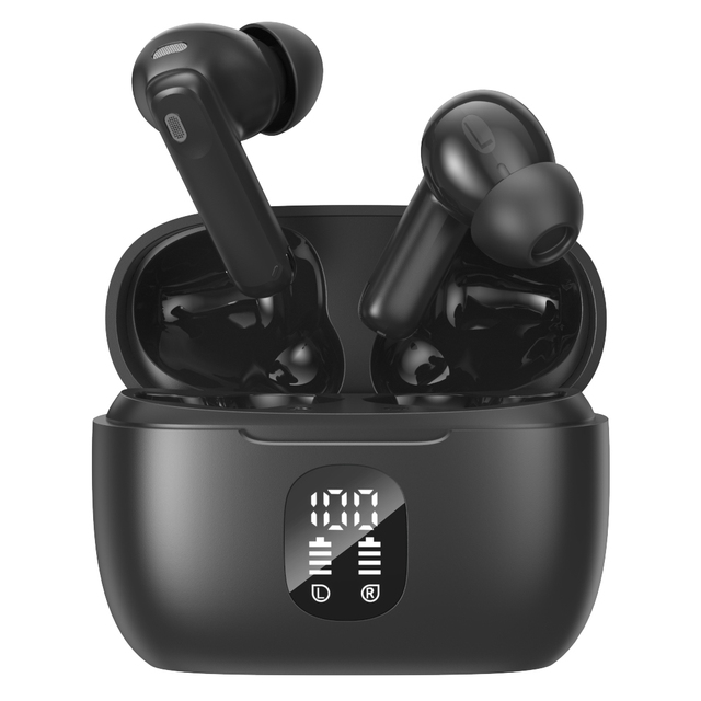 Huien HE-076B Wireless for 5.4 ENC Active Noise Cancelling Earbuds with LED Indicator Deep Bass IPX4 Waterproof
