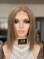 Perruques en cheveux humains SHY Medical, en PU, entièrement nouées à la main, avec une ligne de cheveux naturelle, confortables à porter, pour la remplacement capillaire, destinées aux distributeurs et à la vente en gros