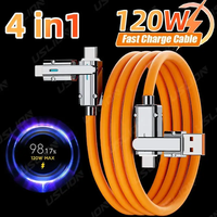 Câble de charge rapide 4-en-1 C-LC-C 120W en silicone liquide, câble de charge rapide pour téléphone, logo personnalisé