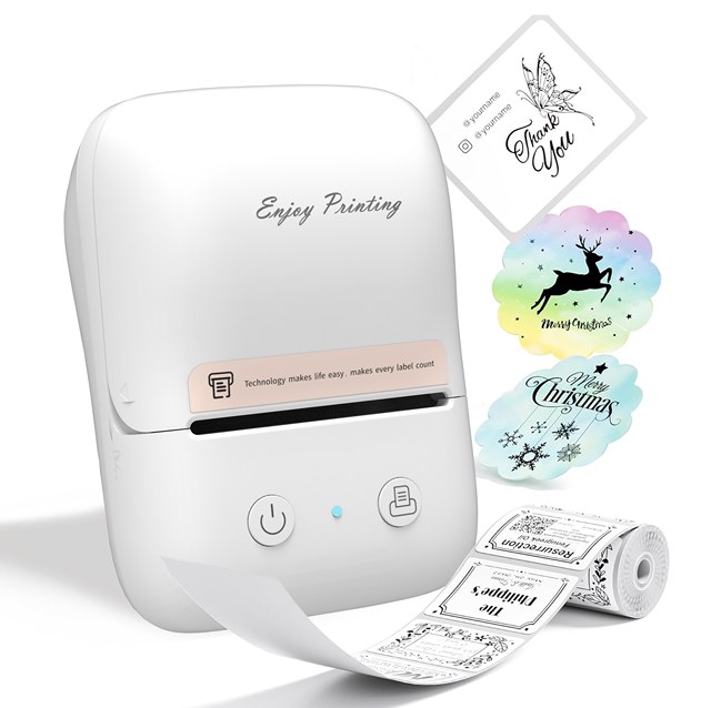 AIMO New Printer M122 Mini Wireless Portable Roll Label Printer Thermal Label Printer for Office Study and Home