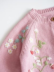 Personnalisé tricoté à la main fleur enfants filles vêtements d'extérieur manteau à la main broderie florale tricots enfant en bas âge vêtements d'hiver bébé <span class=keywords><strong>Cardigan</strong></span> pull - Product Image 4