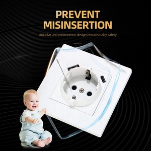 EU Schuko tường ổ cắm + Dual USB loại một Loại C 250V 16A Đức 2P + E ổ cắm thiết lập với USB Một USB C sạc cổng - Product Image 3