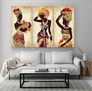 Quadro su tela moderno e vivace con stampa artistica di cultura etnica africana dorata, poster artistico, quadro decorativo da parete - Product Image 2