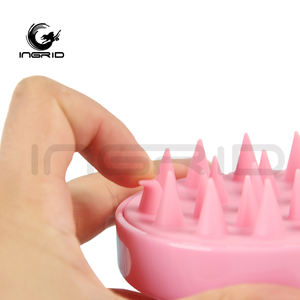Preço de fábrica Logotipo Personalizado Cor Plástico <span class=keywords><strong>Round</strong></span> Handle Shampoo Hairbrush Scalp Massager Conforto Escova De Cabelo Impermeável - Product Image 3