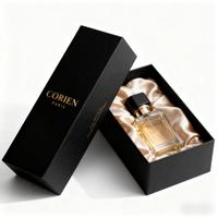 Boîte cadeau en papier cartonné écologique portable avec couvercle noir mat, boîte à cosmétiques personnalisée, boîte à parfum, fermeture magnétique