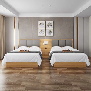 Juegos de dormitorio de madera con marco de cama de Hotel doble individual comercial con cabecero para muebles de dormitorio de apartamento de Hotel - Product Image 5