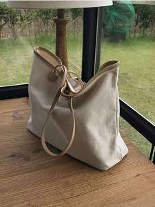 Large Capacity Canvas Tote <b>Bag</b> Lightweight Versatile Minimalist Shoulder <b>Bag</b> <b>for</b> Work Commute - Product Image 3