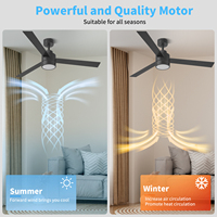 Ventilateur de plafond intérieur noir mat à moteur électrique DC avec pales en bois, lumière et télécommande pour hôtels et usage domestique