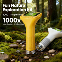 375-orange Portable Children 8LED 1000X HD Video 2Inch Screen Magnifier Digital Toys Kids Microscope Camera for Outdoor Science