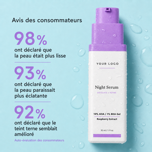Suero Reparador Nocturno de Marca Privada, Reduce la Congestión, Hidratación Profunda, Repara el Daño de la Piel, Para Todo Tipo de Piel, Exosomas, AHA - Product Image 2