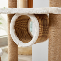 Structure d'escalade pour chat en bois moderne multi-niveaux avec nid intégré, poteaux à gratter en sisal, plateformes de saut et logement confortable - Noël