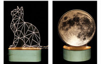 Chaude En gros Personnalisé Portable Enfants Lune Décor À La Maison Bois Cadre Photo 3D Acrylique Led Veilleuse Pour Enfants