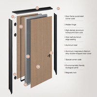 Porte invisible en bois massif OUNA, design moderne pour chambre à coucher, cadre plat sans cadre, ouverture en aluminium, cadre de porte en bois caché dans le mur