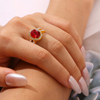Bague zircon ovale diamant vintage mode