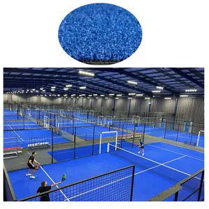 定制蓝色12毫米人造草草坪室外室内帕德尔网球场卷包装桨网球场